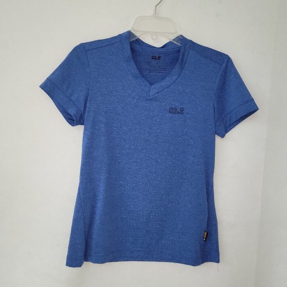 Jack Wolfskin Tops - Jack Wolfskin Shirt Womens S Crosstrail T-shirt V-neck Short‎ Sleeve Blue